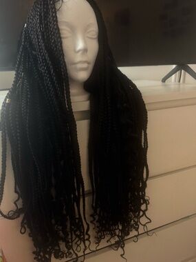 36” Long Box Braids Wig | Full Lace Look | Natural Part